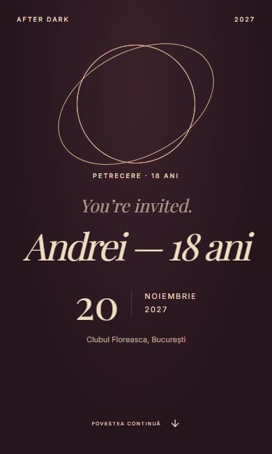 Previzualizare invitație After Dark