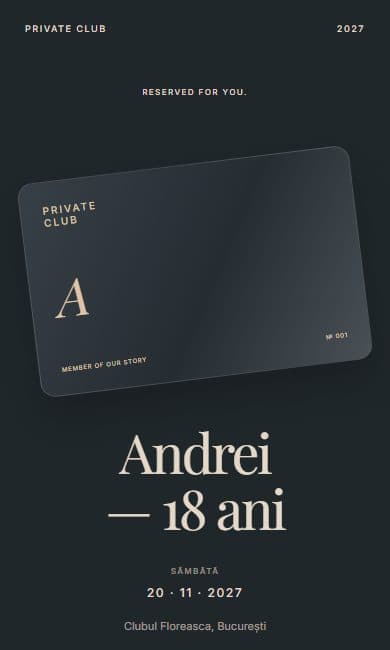 Previzualizare invitație Card VIP